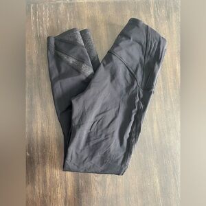 Lululemon capris with laser mesh floral detailing